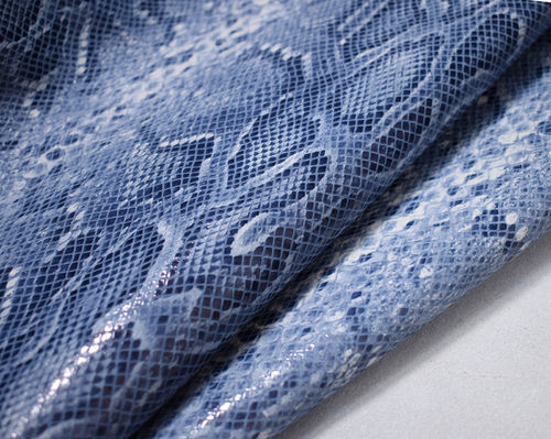 Taschenleder "Maja" Lackleder soft in Schlangenleder-Optik ocean (blau) 1,0-1,2 mm #2801