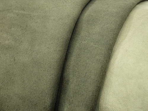 Schafsleder Velours Vintage naturell grün 0,8-1,2 mm Lederhaut #rk501