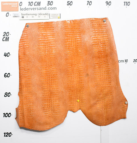 Taschenleder Kalbsleder Kroko-Optik Cocco Lack burned orange 1,0-1,2 mm Einzelstück #jk019