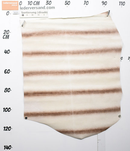 Taschenleder Kalbsleder Schlangen-Optik Anaconda Rigata weiß-braun 1,0-1,4 mm Einzelstück #jk099