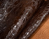 Ital. Taschenleder "Shiny Assuan" Kroko-Optik brown (braun) 0,9-1,1 mm #jx03