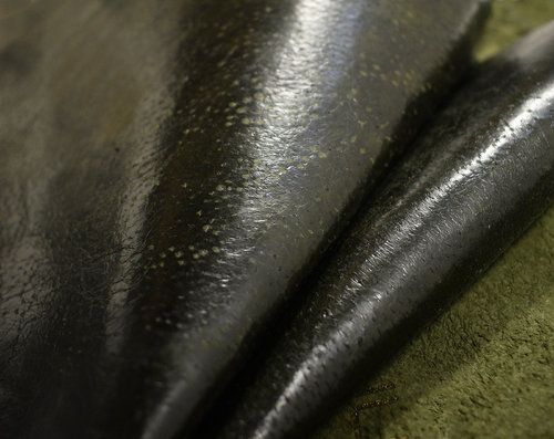 Echtes Steinbeißer Fischleder moor-grün 0,5-0,7 mm #f449