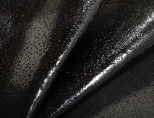 Echtes Steinbeißer Fischleder schwarz shiny light 0,6-0,8 mm #f448