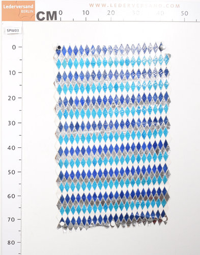 Taschenleder Schlangenleder Patchwork-Bogen blau-weiß 0,5-0,7 mm Einzelstück #spw03