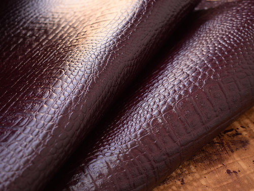 Taschenleder Gürtelleder Kroko-Optik "Jules" bordeaux (violett) 1,2-1,4 mm #tw55