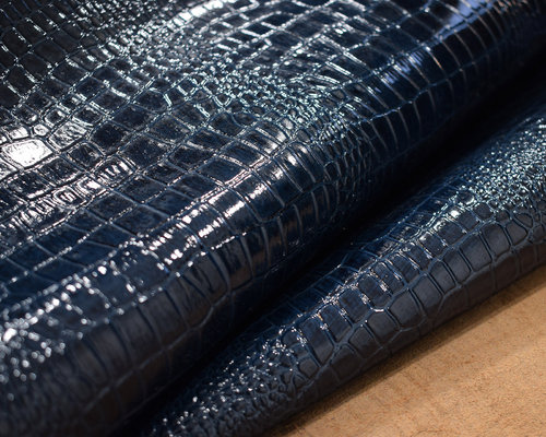 Taschenleder Gürtelleder Kroko-Optik "Gabriel" dark ocean blue (blau) 1,4-1,8 mm #tw98
