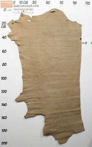 Rindsleder Nubukleder mit Riffeln beige 1,4-1,8 mm Einzelstück #32066