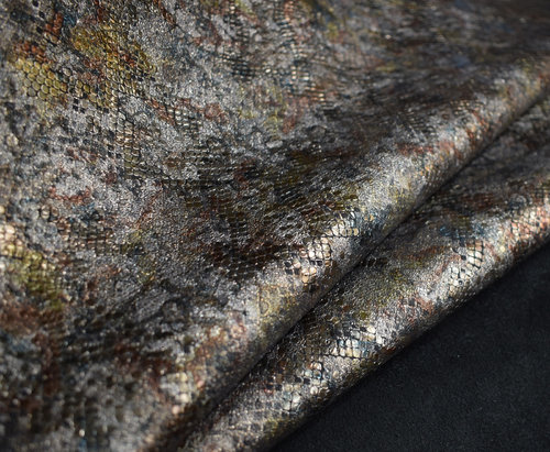 Taschenleder Schlangen-Optik "Risk" schilf-metallic multi-colour 1,2-1,4 mm #tk52