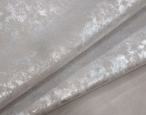 Taschenleder Kalbsleder soft "Chantal" silbrig stein-grau metallic 1,0-1,2 mm #tk64