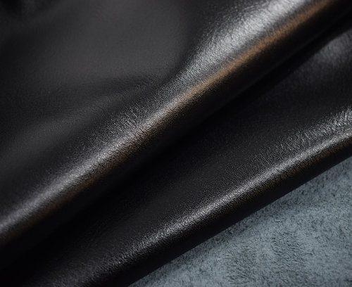 Rindsleder "Lordi" shiny-black schwarz 1,2-1,4 mm Taschenleder Möbelleder #ra30