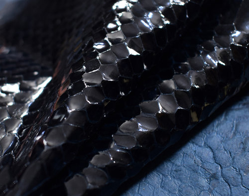 Echtes Wasserschlangenleder schwarz 0,1-0,2 mm Schlangenleder #wsk14
