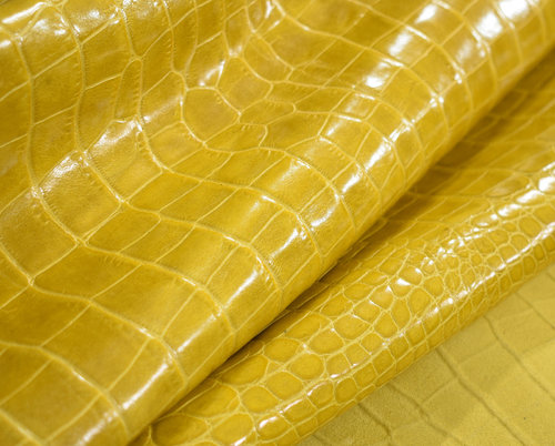 Taschenleder Kroko-Optik Kibawi senf-gelb 1,2-1,4 mm #td14