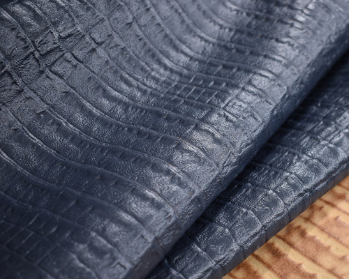 Taschenleder Gürtelleder Kroko-Optik "Restposten" grau-blau 1,2-1,4 mm #td26