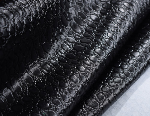 Taschenleder Gürtelleder Kroko-Optik "Restposten" schwarz 1,2-1,6 mm #td25