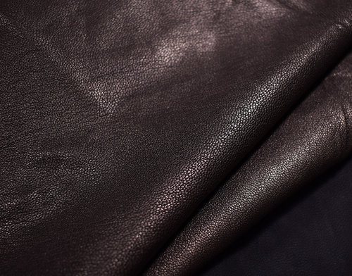 Dünnes Ziegenspaltleder glatt schwarz-bronze metallic 0,3-0,5 mm Bastelleder #zy61