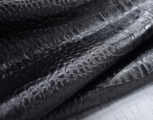 Taschenleder Kroko-Optik Shiny Croc glänzend schwarz 0,8-1,0 mm #td35