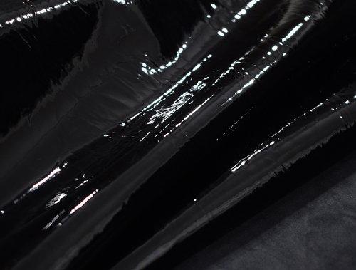 Lammleder Lackleder "Bardot" nero (schwarz) 0,5-0,6 mm Taschenleder #gk39