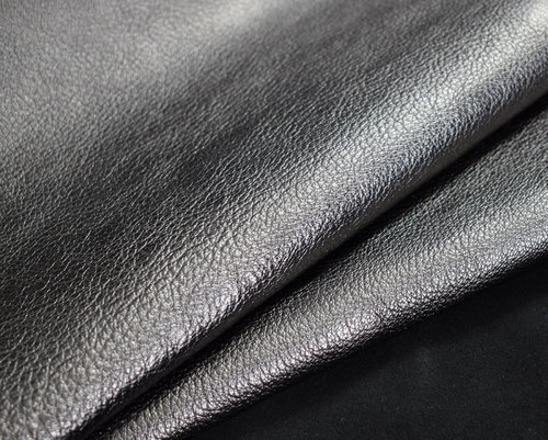 Premium Lammleder glatt Montoggio silber-schwarz metallic 0,9-1,1 mm #gl24