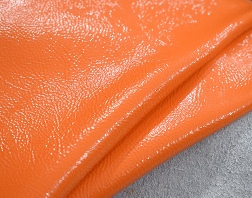 Taschenleder Kalbsleder Nappalack Softlack Lackleder orange 1,0-1,2 mm #td43